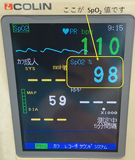 対策：3　SpO2（経皮的動脈血酸素飽和度）の測定