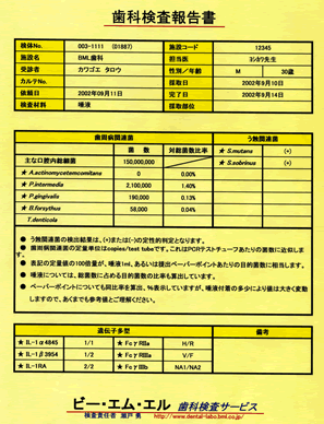 歯科検査報告書